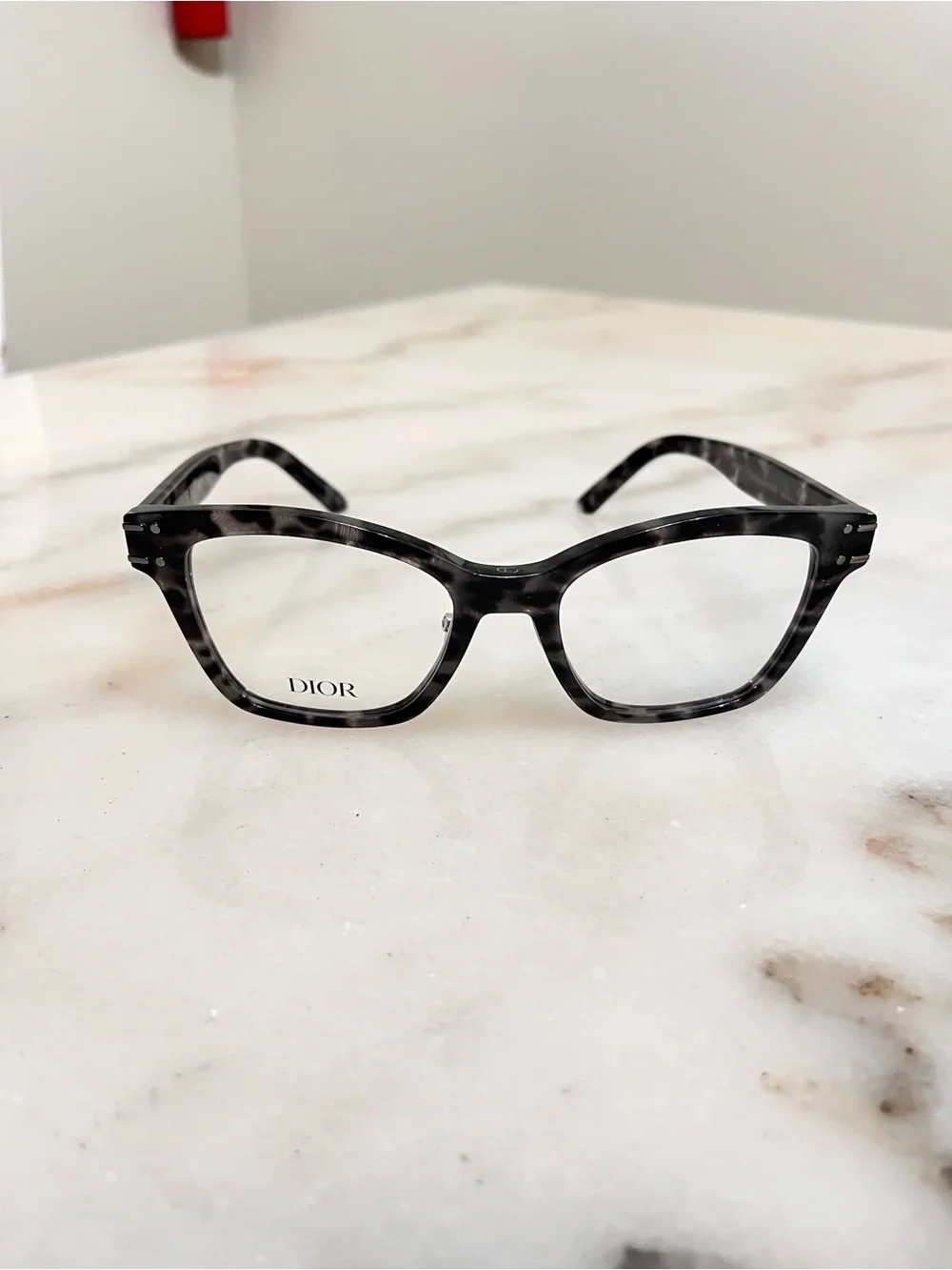 Dior Gray Tortoiseshell Square Optical Glasses